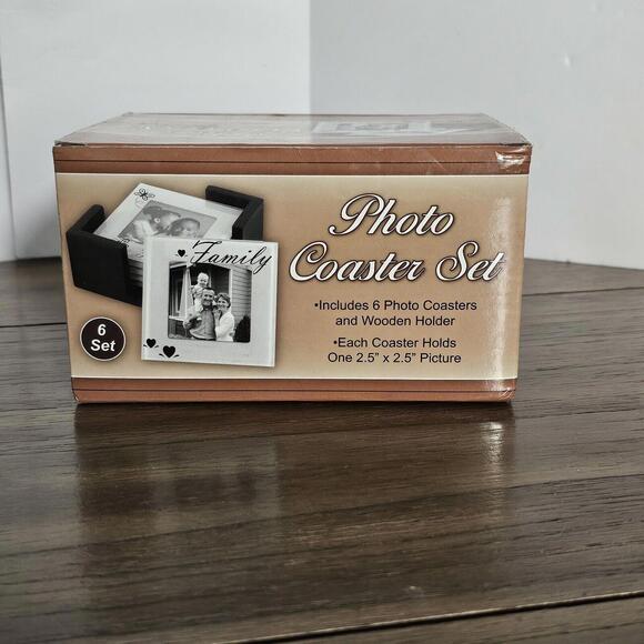 PHOTO COASTER SET - (6 PHOTO COASTERS AND INCLUDES BLACK WOODEN HOLDER) - Picture 2 of 7